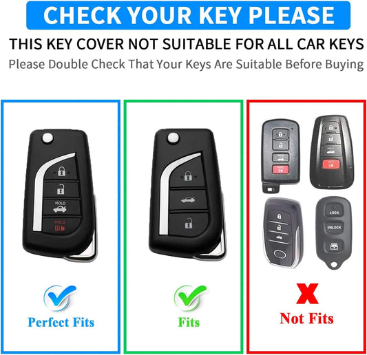 Flip Key Fob Cover for Toyota Fortuner Tundra Camry RAV4 Highlander Challenger, Soft TPU Car Key Shell Case with Keychain, 4 Button, Foldable type, keyless ejection type, and insertable start type