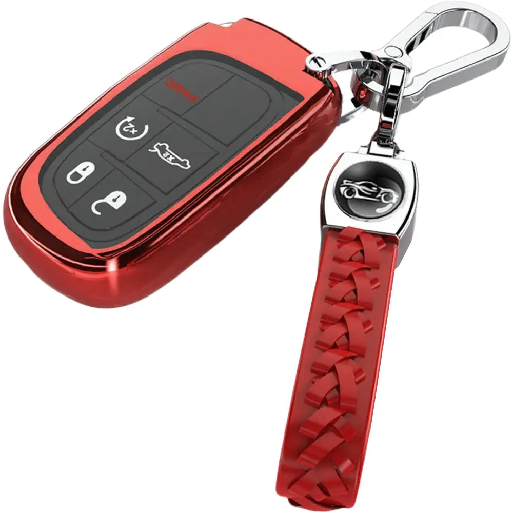 Key Fob Cover Compatible with 2025 2024-2015 Jeep Compass Dodge Durango Cherokee Grand Cherokee Renegade Challenger Charger RAM Chrysler 300(3 4 5-Button,) case cover car