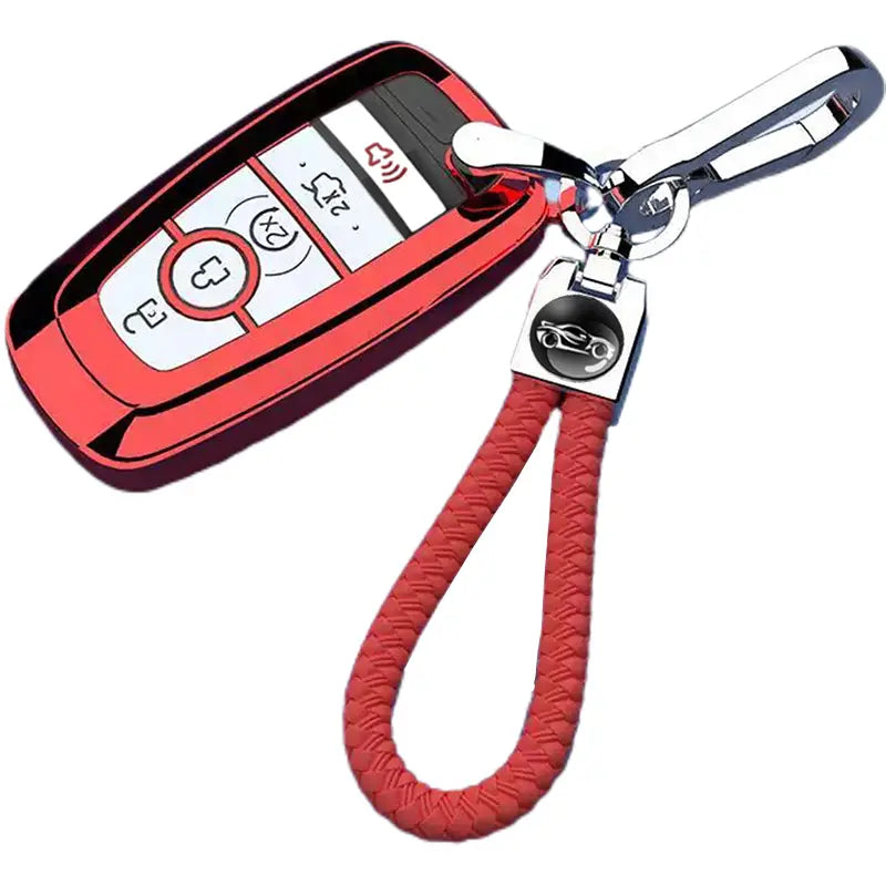 Ford Key Fob Cover with Keychain for Explorer Fusion Escape Edge Expedition F150 F250 F350 F450 F550 Maverick Mustang 3/4/5 Buttons Smart Key Case Shell