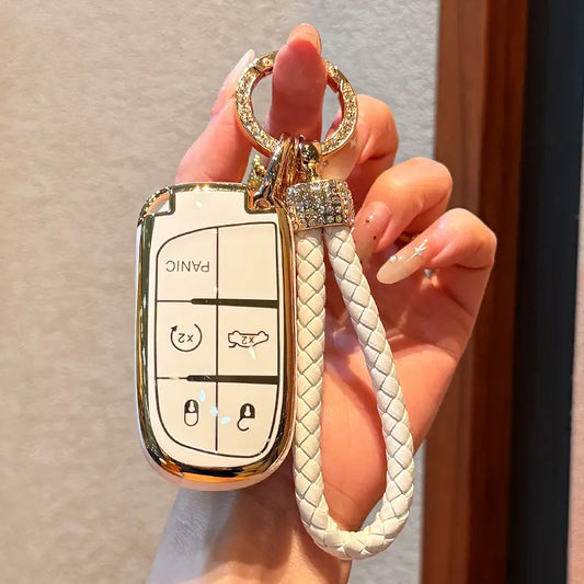 Key Fob Cover, TPU Car Keys Protector Case For For jeep Chrysler 200 300 For Dodge For RAM For Challenger For Journey Smart Remote Keyless,5 button key sleeve case cover
