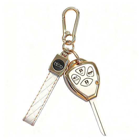 for Toyota Key Fob Cover with Keychain,Car Key Case fit for Toyota 2007-2011 Camry | 2008-2013 Avalon Corolla | 2009-2016 Venza 4 Buttons Smart Remote Control (Black, 4 Buttons)